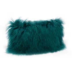 Cojín de lana de cordero verde esmeralda, 50 x 30 x 9 cm | Cordero