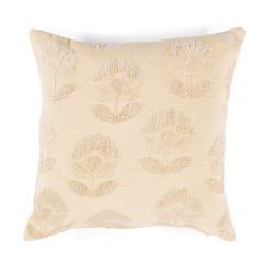 Beige katoenen kussen, 45 x 45 x 10 cm | Dahlia