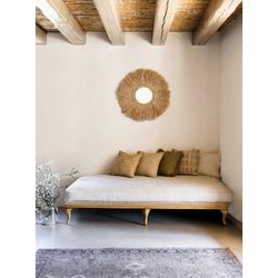 Beige katoenen kussen, 45 x 45 x 10 cm | goudsbloem