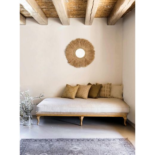 Beige katoenen kussen, 45 x 45 x 10 cm | goudsbloem