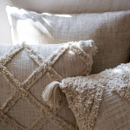 Pack of ivory white cotton cushions | Guajira, 2 pieces