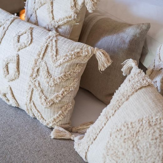 Pack of ivory white cotton cushions | Guajira, 2 pieces
