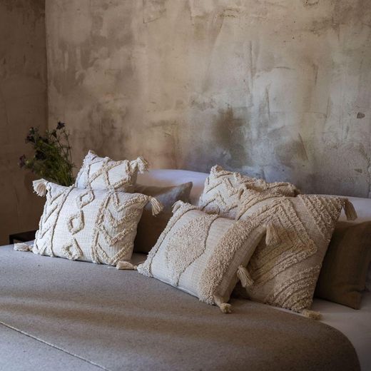 Pack of ivory white cotton cushions | Guajira, 2 pieces