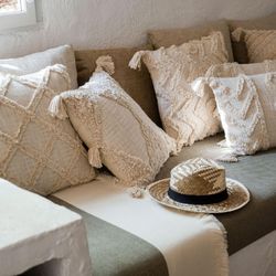 Pack of ivory white cotton cushions | Guajira, 2 pieces
