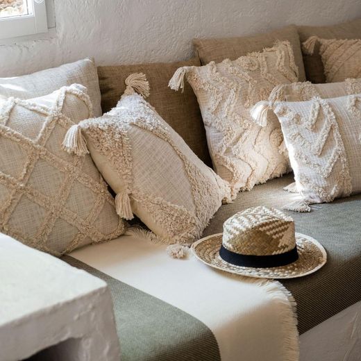 Pack of ivory white cotton cushions | Guajira, 2 pieces
