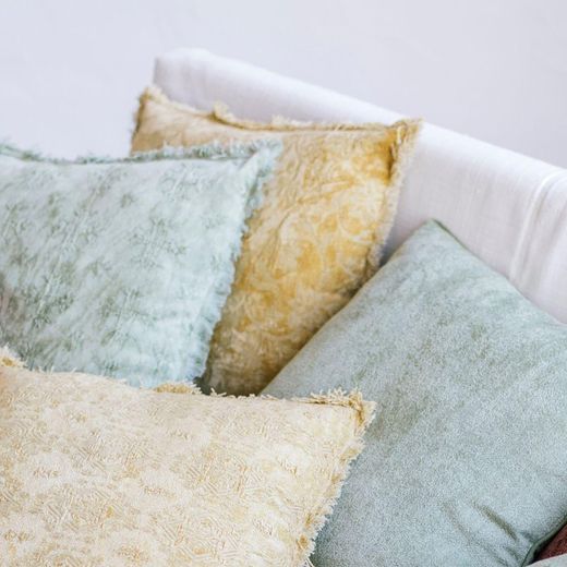 Coussin en coton moutarde, 45 x 45 x 10 cm | Floral