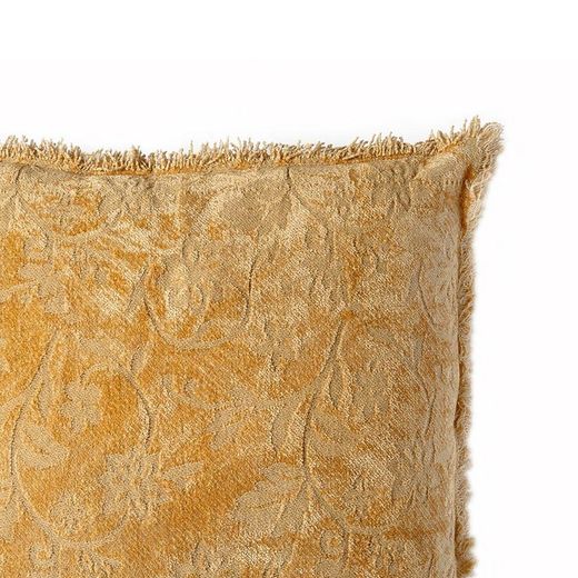 Coussin en coton moutarde, 45 x 45 x 10 cm | Floral