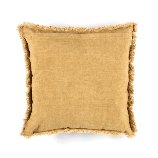 Coussin en coton moutarde, 45 x 45 x 10 cm | Floral