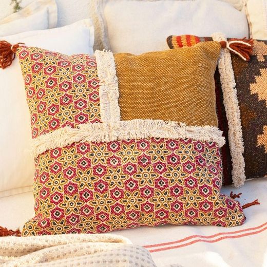 Coussin en coton multicolore, 45 x 45 x 10 cm | Cassie