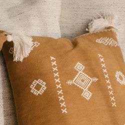 Coussin en coton terre cuite, 45 x 45 x 10 cm | terre de sienne