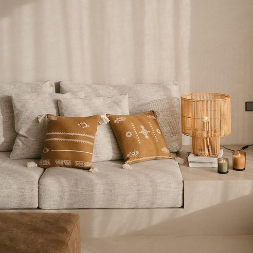 Coussin en coton terre cuite, 45 x 45 x 10 cm | terre de sienne