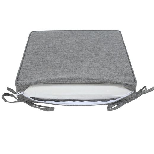Coussin de siège d'extérieur en tissu oléfine gris foncé, 36 x 36 x 5 cm | Mooma Confort