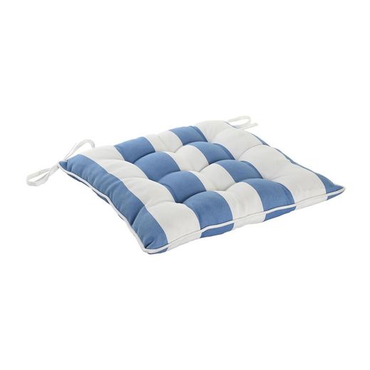 Seat cushion for fabric chair in light blue and white, 40 x 40 x 7 cm | Stripes