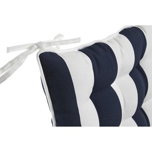 Fabric chair seat cushion in navy blue and white, 40 x 40 x 7 cm | Stripes