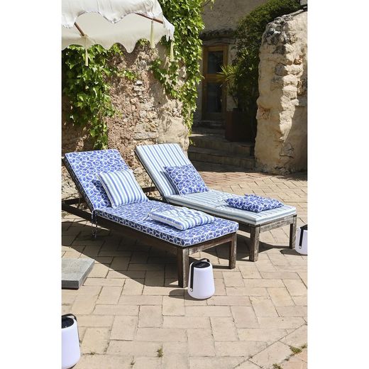 Seat cushion for fabric chair in blue and white, 40 x 40 x 7 cm | Sea Side