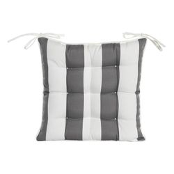 Gray and white fabric chair seat cushion, 40 x 40 x 7 cm | Stripes