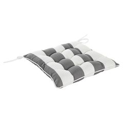 Gray and white fabric chair seat cushion, 40 x 40 x 7 cm | Stripes