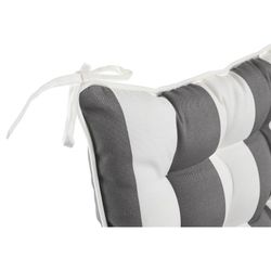 Gray and white fabric chair seat cushion, 40 x 40 x 7 cm | Stripes