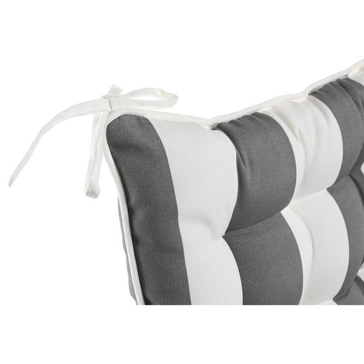 Gray and white fabric chair seat cushion, 40 x 40 x 7 cm | Stripes