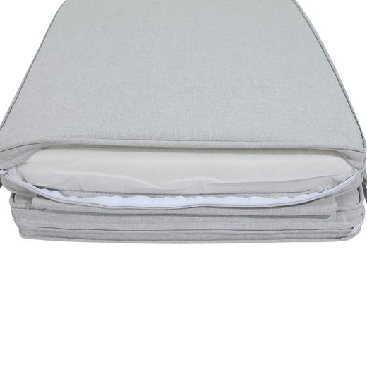 Coussin d'assise et de dossier d'extérieur en tissu oléfinique gris clair, 50 x 50 - 65 x 5 cm | Mooma Confort