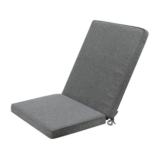 Coussin d'assise et de dossier d'extérieur en tissu oléfine gris foncé, 45 x 36 - 55 x 5 cm | Mooma Confort