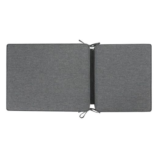 Coussin d'assise et de dossier d'extérieur en tissu oléfine gris foncé, 45 x 36 - 55 x 5 cm | Mooma Confort