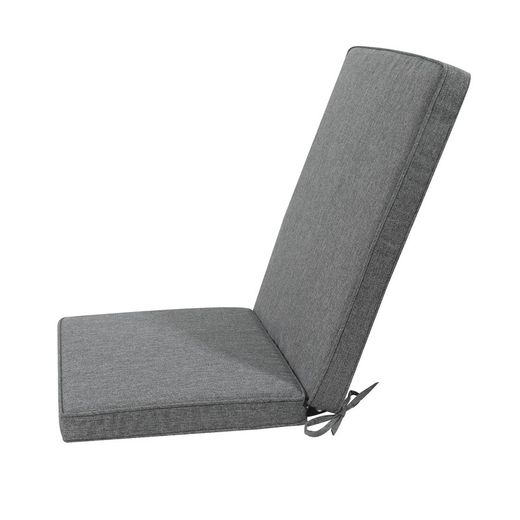 Coussin d'assise et de dossier d'extérieur en tissu oléfine gris foncé, 45 x 36 - 55 x 5 cm | Mooma Confort