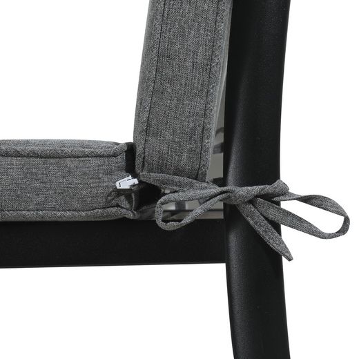 Coussin d'assise et de dossier d'extérieur en tissu oléfine gris foncé, 45 x 36 - 55 x 5 cm | Mooma Confort