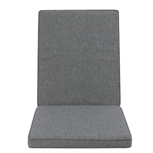 Coussin d'assise et de dossier d'extérieur en tissu oléfine gris foncé, 45 x 36 - 55 x 5 cm | Mooma Confort