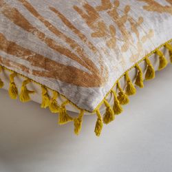 Almofada de chenille creme/amarelo, 42 x 10 x 40 cm | Kilea