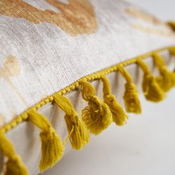 Almofada de chenille creme/amarelo, 42 x 10 x 40 cm | Kilea