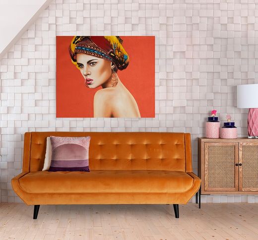 Coussin chenille multicolore, 44 x 10 x 44 cm | Soleil