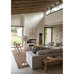 Coussin en lin gris clair, 45 x 45 x 10 cm | Mahé