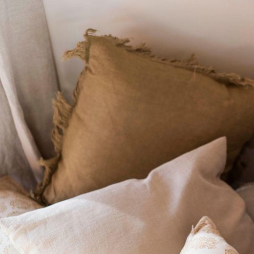 Coussin en lin marron, 45 x 45 x 10 cm | Mahé