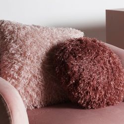 Dark pink polyester cushion, Ø 33 x 9 cm | asira