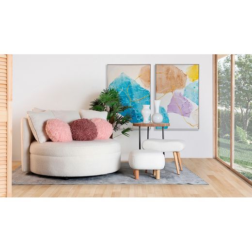 Dark pink polyester cushion, Ø 33 x 9 cm | asira