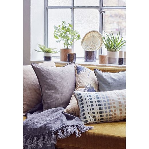 Silk and cotton cushion in multicolor, 30 x 60 cm | Squares