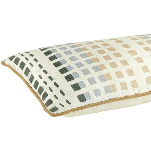 Silk and cotton cushion in multicolor, 30 x 60 cm | Squares