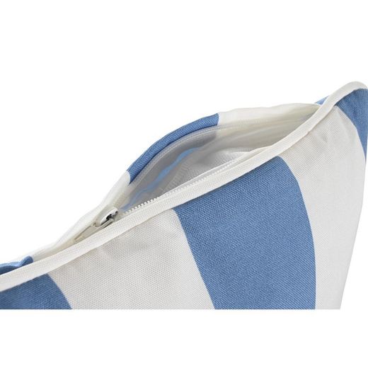 Fabric cushion in light blue and white, 40 x 40 x 10 cm | Stripes