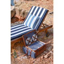 Fabric cushion in light blue and white, 40 x 40 x 10 cm | Stripes