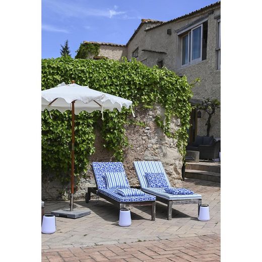 Fabric cushion in blue and white, 40 x 40 x 10 cm | Sea Side