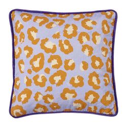 Fabric and velvet cushion in purple, 45 x 2 x 45 cm | Leo