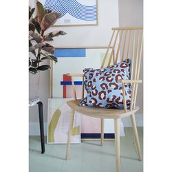 Fabric and velvet cushion in purple, 45 x 2 x 45 cm | Leo