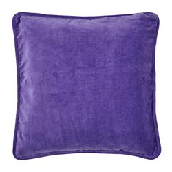 Fabric and velvet cushion in purple, 45 x 2 x 45 cm | Leo