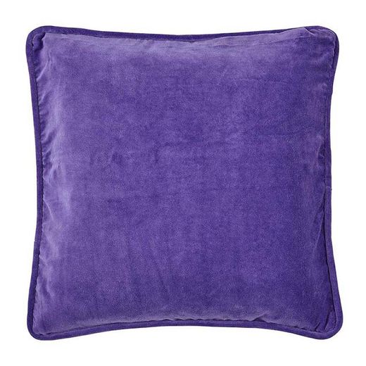 Fabric and velvet cushion in purple, 45 x 2 x 45 cm | Leo
