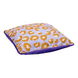 Fabric and velvet cushion in purple, 45 x 2 x 45 cm | Leo