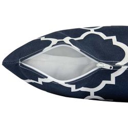 Dekorkudde utomhus gjord av marinblått och vitt utomhustyg, 45 x 12 x 45 cm | Utomhus