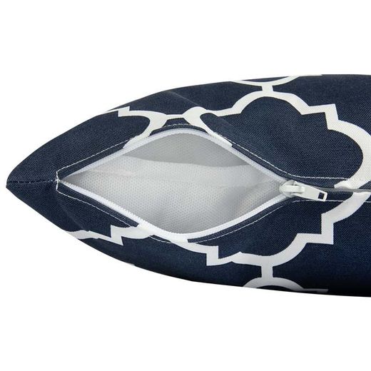 Dekorkudde utomhus gjord av marinblått och vitt utomhustyg, 45 x 12 x 45 cm | Utomhus