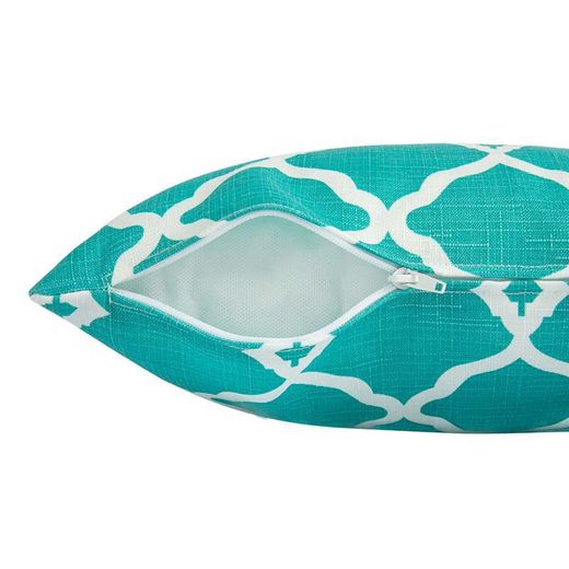 Udendørs pyntepude lavet af udendørs stof i turkis og hvid, 45 x 12 x 45 cm | Udendørs