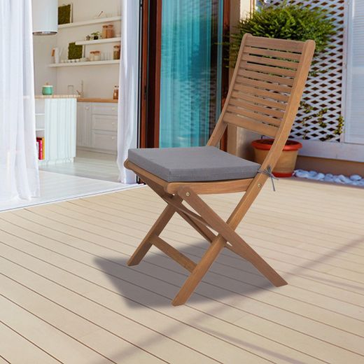 Cojín de Exterior Para Silla Desenfundable Gandía Gris, 38x38x4,5 cm